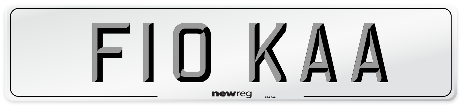 F10 KAA Number Plate from New Reg